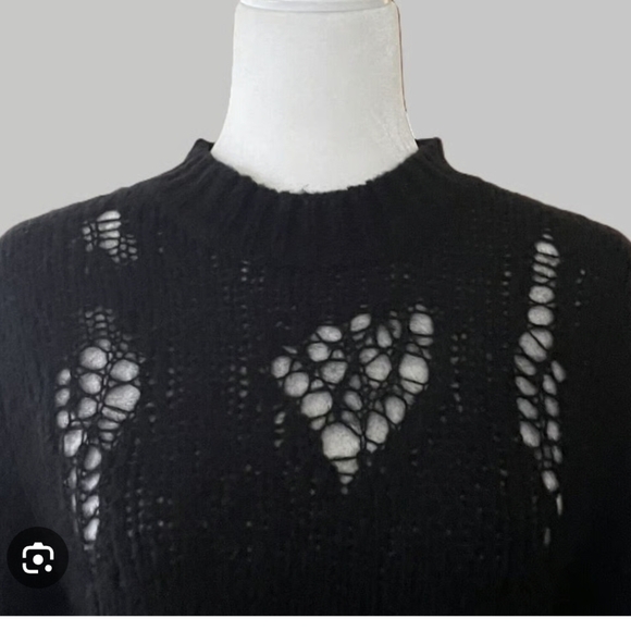 3.1 Phillip Lim Black Open Knit Turtleneck Sweater - Picture 2 of 11